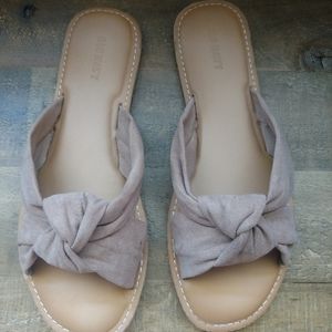 Knotted Slide Sandals in Taupe
